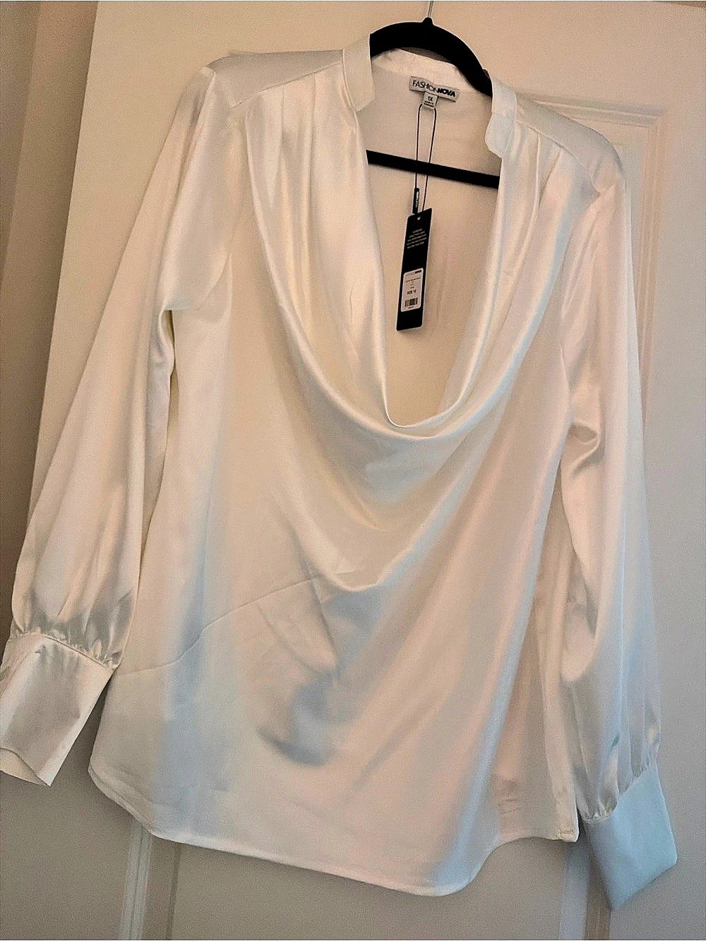 Fashion Nova Long Sleeve Blouse in White